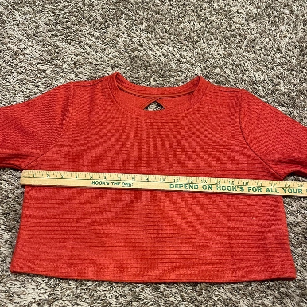 Band of the free nwt rust orange ribbed flare long sleeve crop sweater - Picture 7 of 10